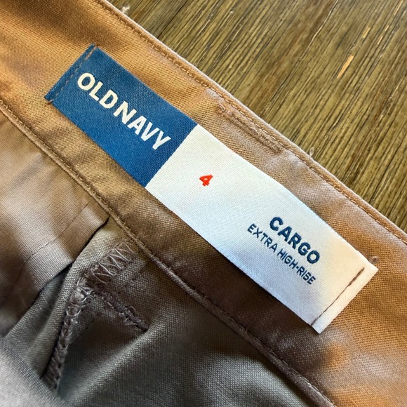Old Navy Extra High-Rise Wide Leg Cargo Pants Satin Shine Brown Womens 4 NEW - Picture 5 of 10